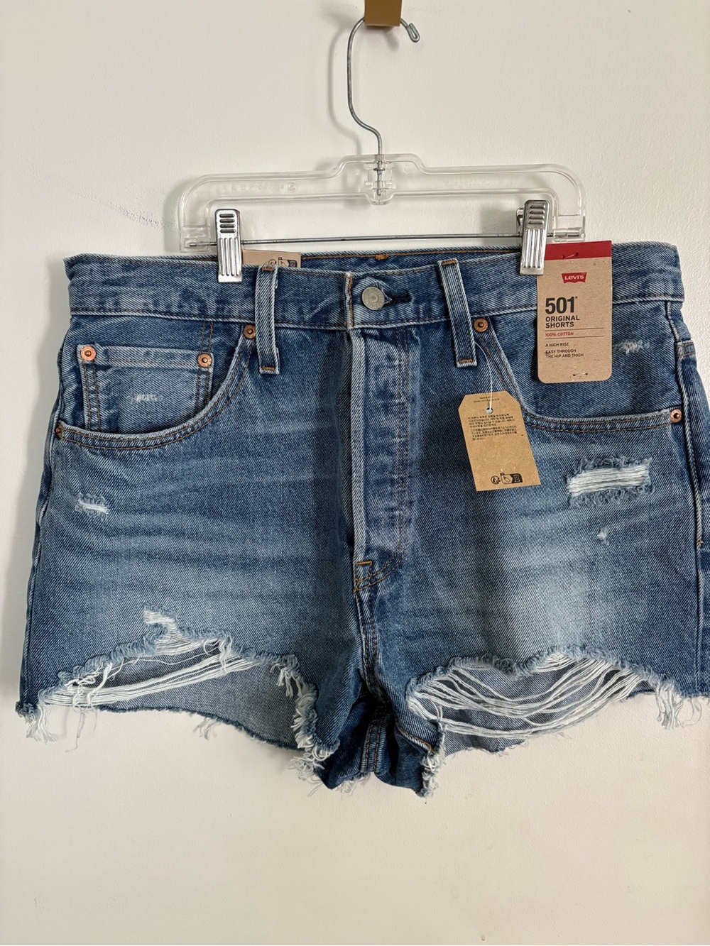Levi's light blue denim 501 original shorts